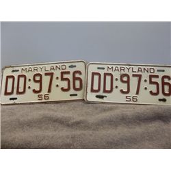 1956 Maryland License Plate