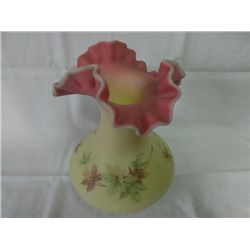 Fenton Vase - Yellow w/ red top