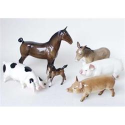 A BESWICK HORSE AND FOAL: the horse with docked tail, 7.5" high and  3" high (2) Est.40-60...