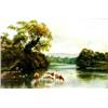 Image 1 : EDWARD CAWTHORNE (1849-1914) OIL ON CANVAS: a river scene with cattle  watering, signed and dated...