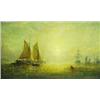 Image 1 : ADOLPHUS KNELL (? - c.1890) OIL ON ARTIST'S BOARD: Shipping at  sunset hauling in the nets, signe...
