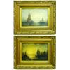 Image 1 : ADOLPHUS KNELL (? - c.1890) A PAIR OF OILS ON BOARD: shipping at  sunset and trawler hauling in t...