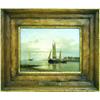 Image 1 : ABRAHAM HULK Snr (1813-1897) OIL ON PANEL: Shipping in a calm estuary,  signed, 5.75" x 7.75" Est...