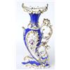Image 1 : A DECORATIVE 19TH CENTURY PORCELAIN CORNUCOPIA SHAPED VASE: having  hand painted rococo panels of...