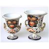 Image 1 : TWO GRADUATED DERBY CAMPANA SHAPED URNS: with snake handles,  decorated in the Imari palette, 8"...