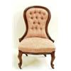 Image 1 : A VICTORIAN MAHOGANY BUTTON BACK NURSING CHAIR: with serpentine seat,  the cabriole front legs ra...