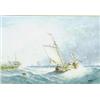 Image 1 : THOMAS BUSH HARDY (1842-1897) A WATERCOLOUR HEIGHTEND WITH  BODYCOLOUR: fishing boats in a squall...