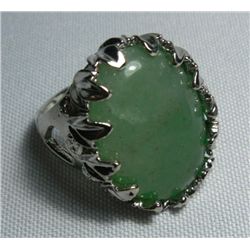 75CTW JADE SILVER RING SIZE 9