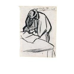 PABLO PICASSO (1881-1973) homme lisant signed “P. Ruiz Picasso” (upper right) conté crayon on pa...