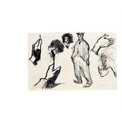 PABLO PICASSO (1881-1973) Personnages et mains de l’artiste (études) signed “Picasso” (lower rig...
