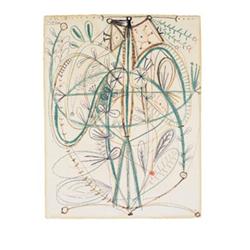 PABLO PICASSO (1881-1973) Femme-fleur signed and dated “2.10.48. I-IV Picasso” (upper left) cray...