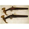 Image 1 : Pair Persian Flintlock Pistols Engraved Brass Ax Stocks