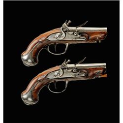 A PAIR OF FRENCH FLINTLOCK PISTOLS 18th century