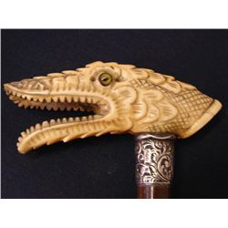 19th c Ivory Dragon Walking Stick
