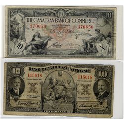 The Canadian Bank of Commerce 1935 $10 CH-75-18-06 & Banque Canadienne Nationale 1935 $10 CH-85-14-0