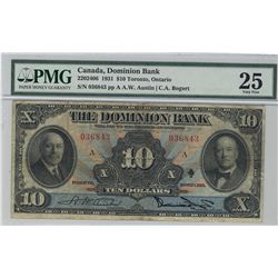 The Dominion Bank of Canada 1931 $10 #036843 CH-220-24-06 PMG VF25.Catalogue Value:  900