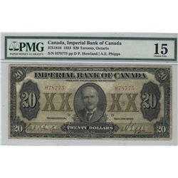 The Imperial Bank of Canada 1923 $20 #H78775 CH-375-18-10 PMG CH F15.Catalogue Value:  350