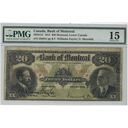 The Bank of Montreal 1914 $10 #258841 CH-505-54-12 PMG CH F15.Catalogue Value:  325