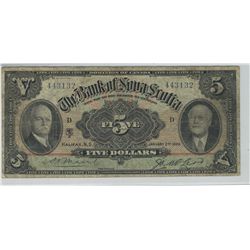 The Bank of Nova Scotia 1929 $5 CH-550-34-02 PMG F-12.Catalogue Value:  325