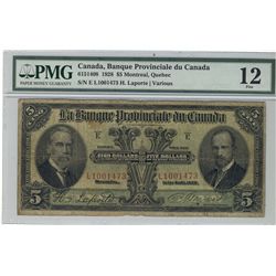 La Banque Provinciale du Canada 1928 $5 #L1001473 CH-615-14-08 PMG F12.Catalogue Value:  300