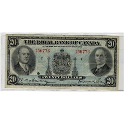 The Royal Bank of Canada 1935 $20 #156776 CH-630-18-06a.  VF issue.Catalogue Value:  190