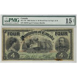 1902 $4 DC-17b #450791 PMG CH F15 Net.  Tape repair and rust stain.  Still a decent example of this 