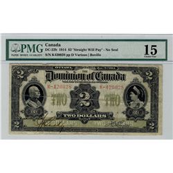 1914 $2 DC-22b #K420028, PMG CH F15.Catalogue Value:  600