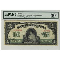 1917 $1 DC-23a-ii.  #L687082 PMG VF30 Net.  Paper pills ink.Catalogue Value:  450