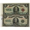 Image 1 : 1923 $1 DC-25i VF & DC-25o VG+.  Lot of 2 notes.Catalogue Value:  140