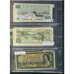 Bank of Canada 1954-2012 $20 banknote lot.  Includes 1954(2), 1979(3), 1972(2) & 1991(5), 2005-2009(