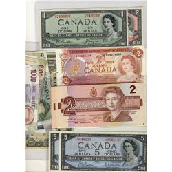 1954 $1 BC-29b VF, $2 BC-38d, $5 BC-39b(2 consec), 1967 $1(3), 1973 $1, 1986 $2(2) along small lot o