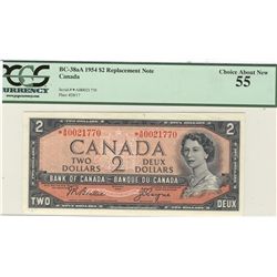 1954 $2 BC-38aA Replacement #*A/B0021770 PCGS C.A.N.-55.Catalogue Value:  370