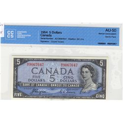 1954 $5  BC-31a #:B/C9067647 CCCS AU-50.Catalogue Value:  235