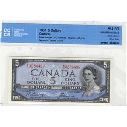 1954  $5 BC-31b #IC3284438 CCCS  AU-50.Catalogue Value:  275