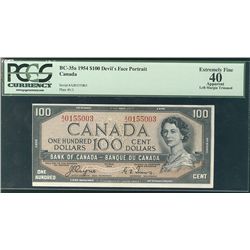 BC-35a 1954 $100 A/J0155003 PCGS EF40, a nice and clean example.  Left margin trimmed.Catalogue Valu