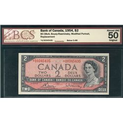 1954 $2 BC-38cA #*AG0345435 below .4M BCS AU50.Catalogue Value:  250