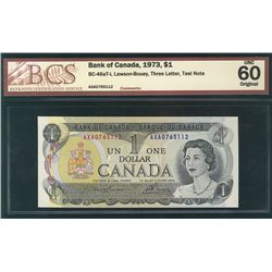 1973 $1 BC-46aT-i #AXA0765112 BCS UNC60.  Steel.Catalogue Value:  525