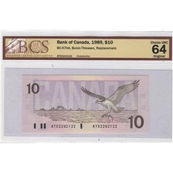 1989 $10 BC-57bA #ATX2242122 BCS CH UNC64.Catalogue Value:  275