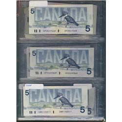 Bank of Canada 1986 $5 Banknote Lot.  Includes 41 pcs, some replacement.s and some better prefixes. 