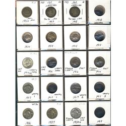 US 1900 25¢ to 1961 incomplete Date Set.  Includes 29 pcs VG to UNC.  No key dates includedCatalogue