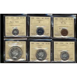 1954 Proof Like Set.  Includes 1¢ PL64, 5¢, $1 PL65, 25¢, 50¢ PL66 & 10¢ PL67 Hvy Cam.Catalogue Valu