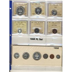RCM, 1958 Proof Like Set.  All coins ICCS graded PL66 some with Cameo to Ultra Heavy Cameo designati