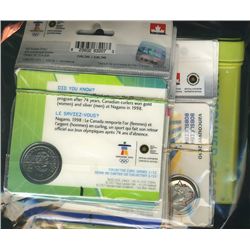 RCM Lot; includes 15 different 2010 Olympic Coin Sport Card issues along with Vancouver 2010 Can hol