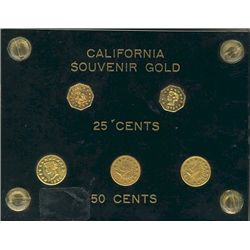 US California Gold Souvenir Set.  Comes in Capital holder and includes 2 x 1853 25¢, 1852 50¢(2) & 1