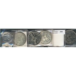 Medallion, Commemorating 1908-1968 Dollars (5) and 2012 $20 fin silver coin.Catalogue Value:  80