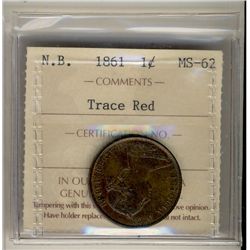 N.B. 1861 1¢ ICCS MS62 Trace Red.Catalogue Value:  230