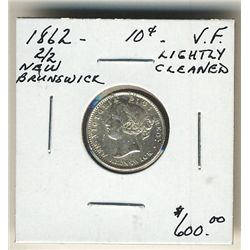 N.B. 1862 10¢ 2/2 VF lightly cleaned. .Catalogue Value:  600