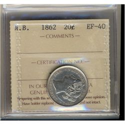 N.B. 1862 20¢ ICCS EF40.Catalogue Value:  380