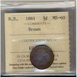 N.S. 1861 ½¢ ICCS MS60BN.Catalogue Value:  110