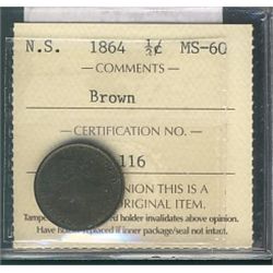 N.S. 1864 ½¢ ICCS MS60BN.Catalogue Value:  100